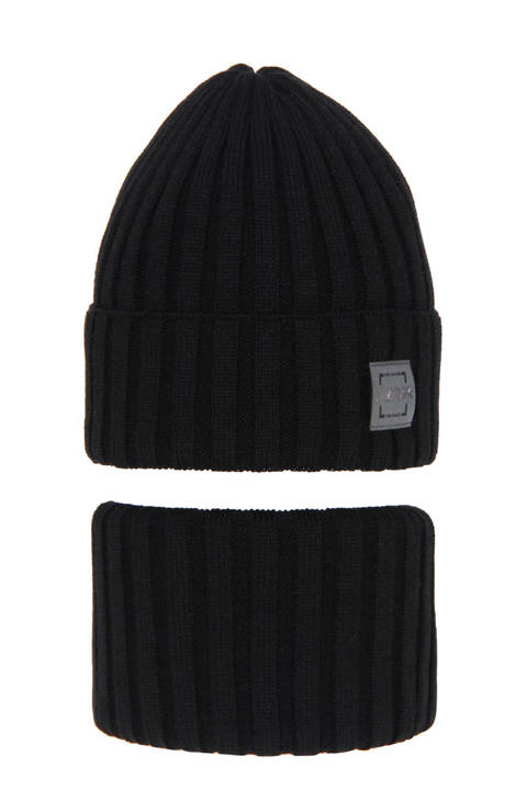 Зимний комплект для девочки: шапка и труба черного цвета Sula